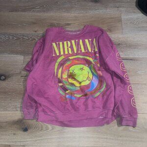 nirvana pink oversized pullover sweater